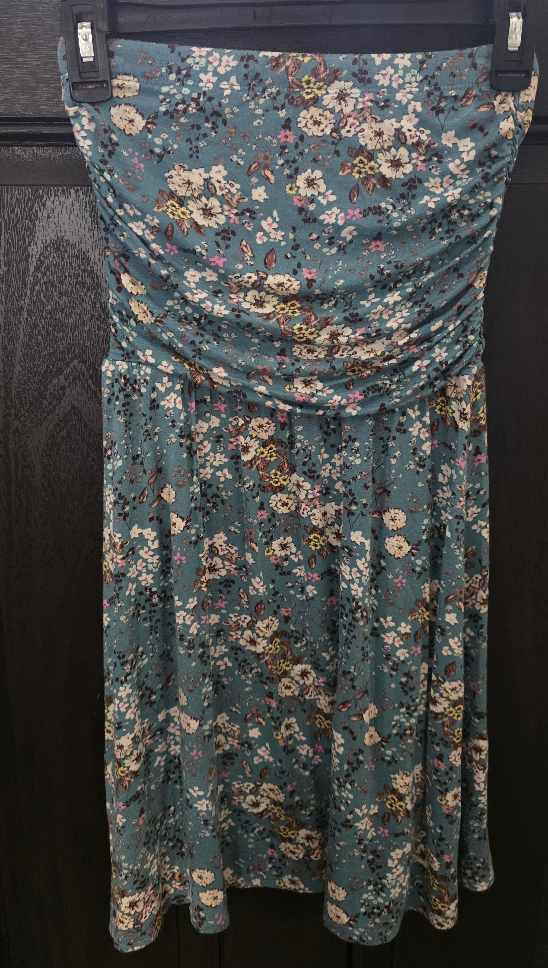 Other SO Blue Floral Print Ruched Strapless Dress Size Small Size S / US 4 / IT 40 - 2 Thumbnail