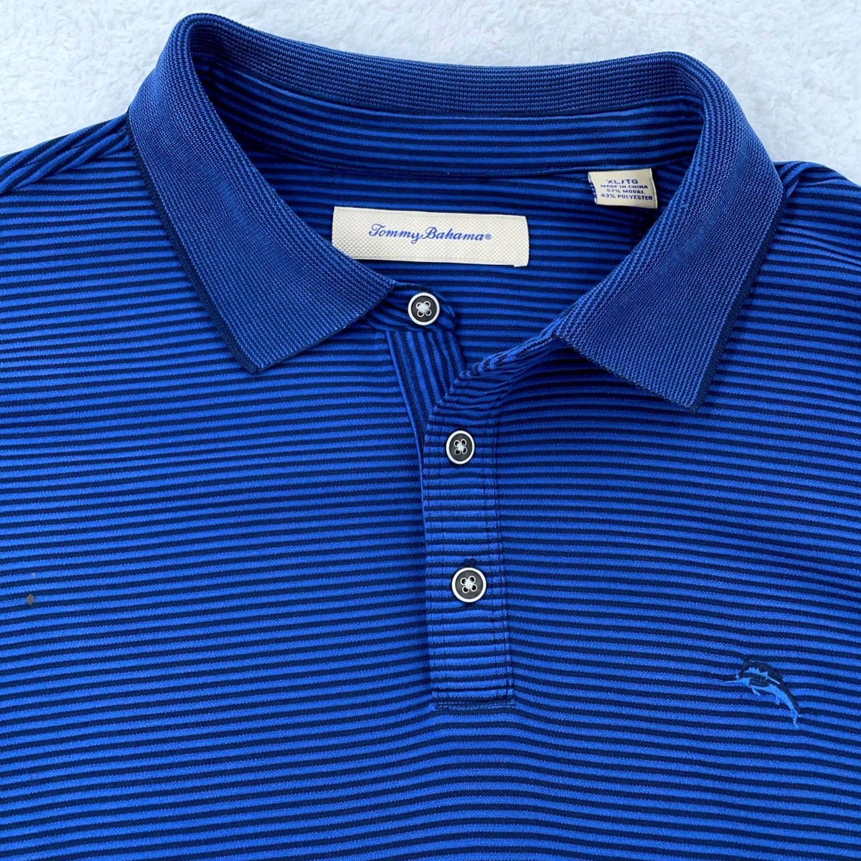 Tommy Bahama Tommy Bahama Polo Shirt Mens XL Blue Striped Long Sleeve Collared Shirt Size US XL / EU 56 / 4 - 2 Thumbnail