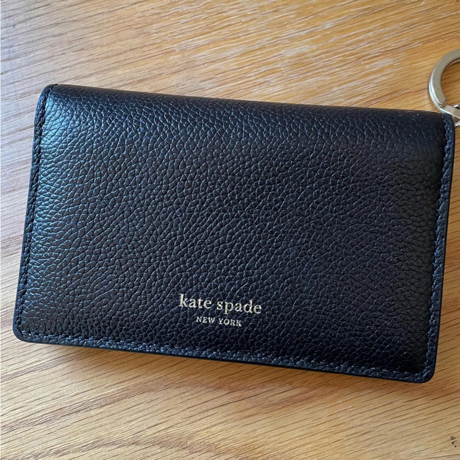 Designer Kate Spade Leather Black & Beige Key Coin Purse Wallet Size ONE SIZE - 2 Thumbnail
