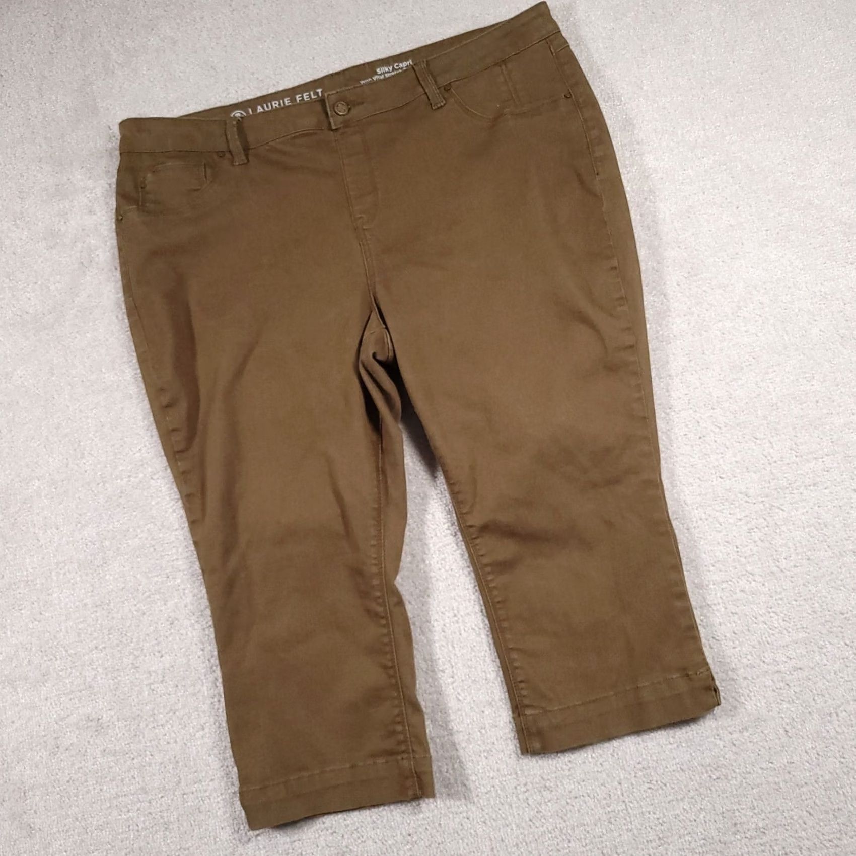 Vintage Laurie Felt Jeans Capri Women's 1XP Petite Brown Button Stretch Silky Dark Wash Denim 5-Pocket Size 27" / US 4 / IT 40 - 2 Thumbnail