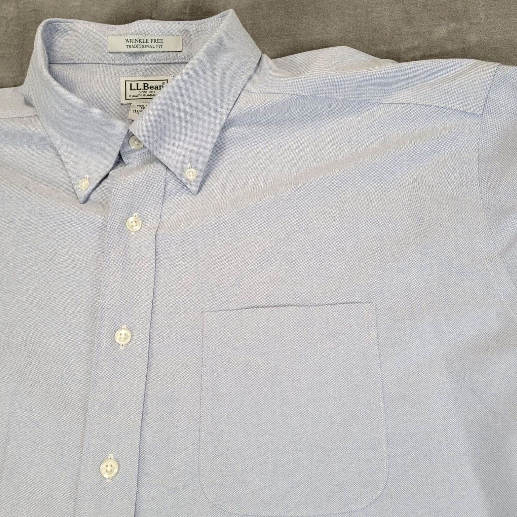 Vintage LL Bean Mens Wrinkle Free Traditional Fit Oxford Shirt Blue 18 36 Size US XXL / EU 58 / 5 - 2 Thumbnail