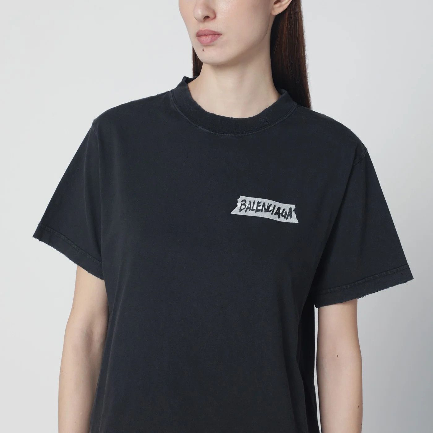 Balenciaga o1d2blof0426 Short Sleeve T-Shirt With Medium Fit in Black Size M / US 6-8 / IT 42-44 - 4 Thumbnail