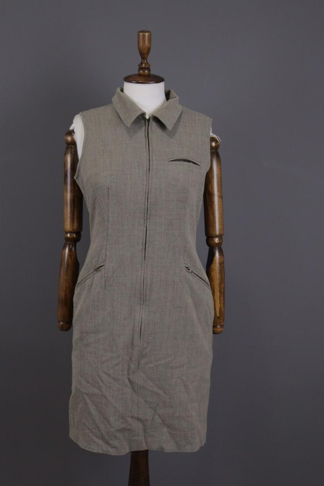 Guy Laroche Guy Laroche Gray Sleeveless Full Zip Bodycon Knee Dress 38 Size M / US 6-8 / IT 42-44 - 1 Thumbnail