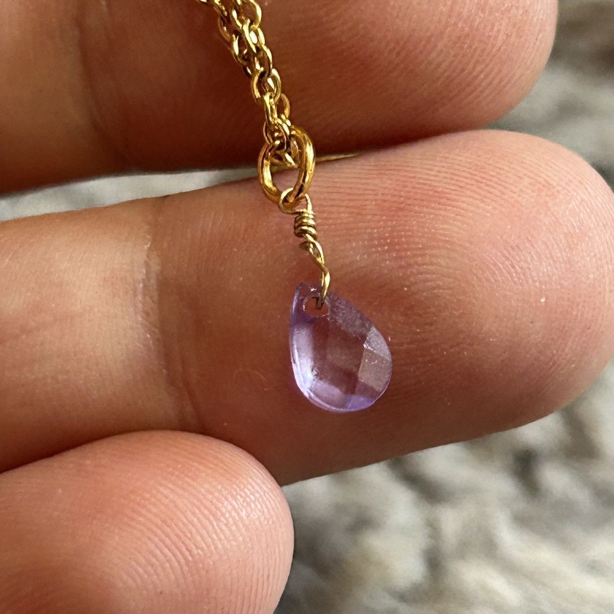 Handmade Handcrafted minimalist genuine faceted amethyst teardrop set Size ONE SIZE - 8 Thumbnail