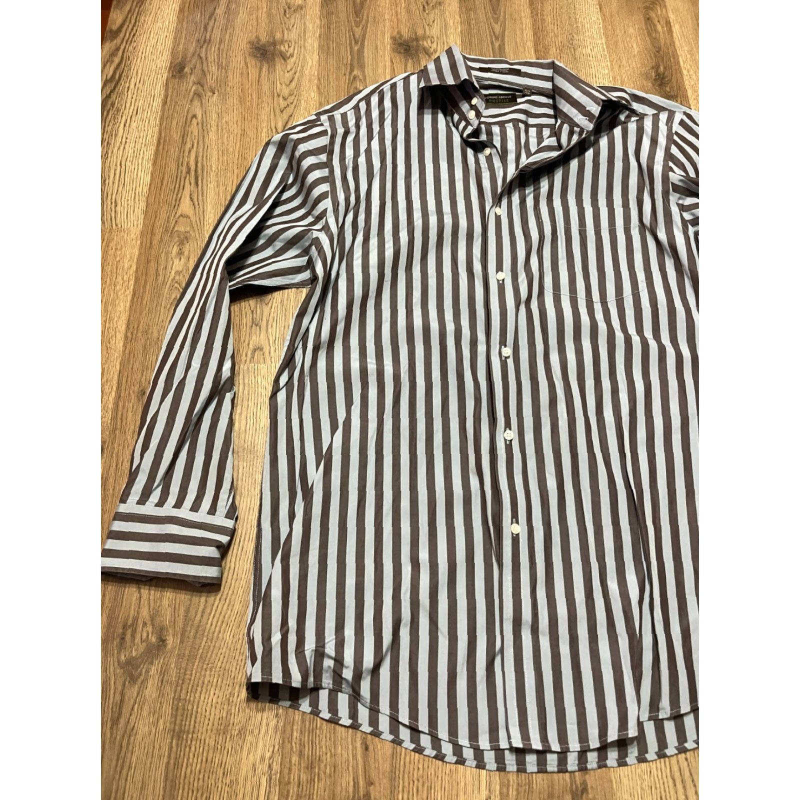 Joseph Abboud Joseph Abboud Shirt Men 16.5 34/35 Striped Button-Up Casual Blue Brown Long Sleeve Regular Mens Size US XL / EU 56 / 4 - 3 Thumbnail