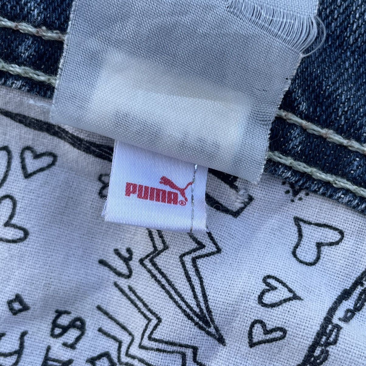 VINTAGE Y2K EVISU X PUMA DISTRESSED WASHED DENIM PANTS