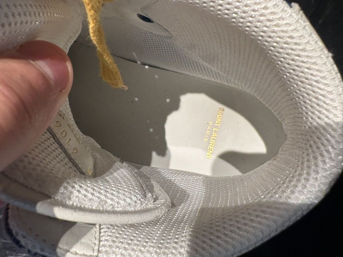 Saint Laurent Paris Saint Laurent Off-White & Blue SL24 High-Top Sneakers Size US 13 / EU 46 - 7 Thumbnail