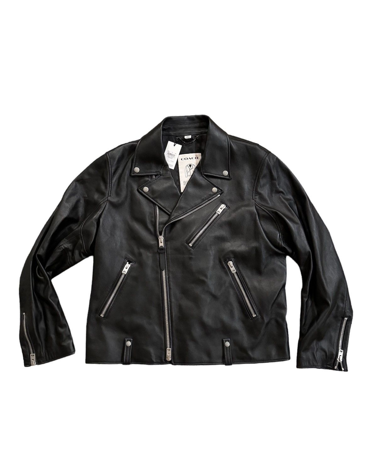 image of 1250$ Coach Leather Moto Jacket/coach Biker Leather Jacket in Black, Men's (Size XL)