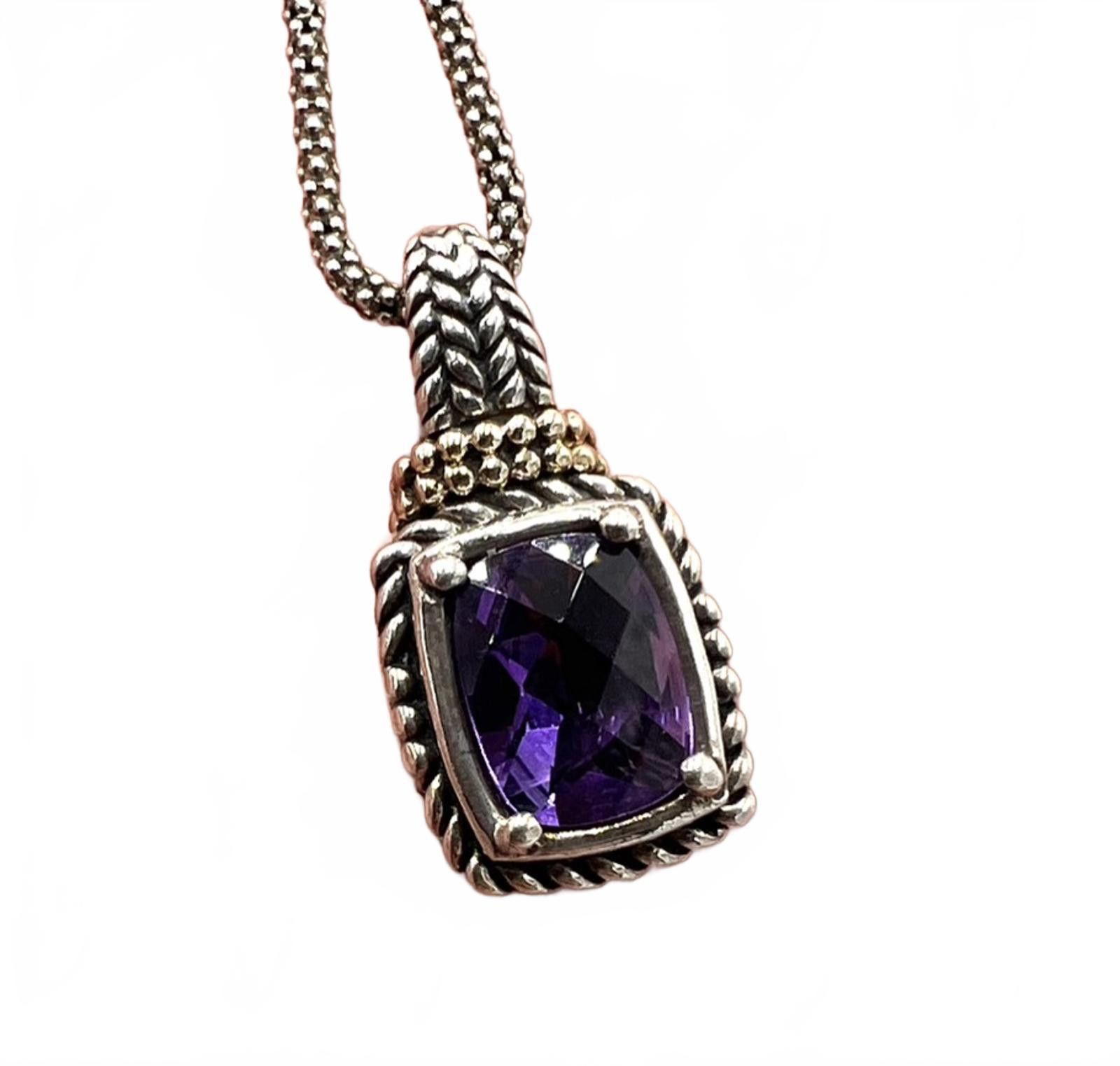 Other Sterling Silver & 14K Amethyst Cushion Earring & Necklace Size ONE SIZE - 2 Thumbnail