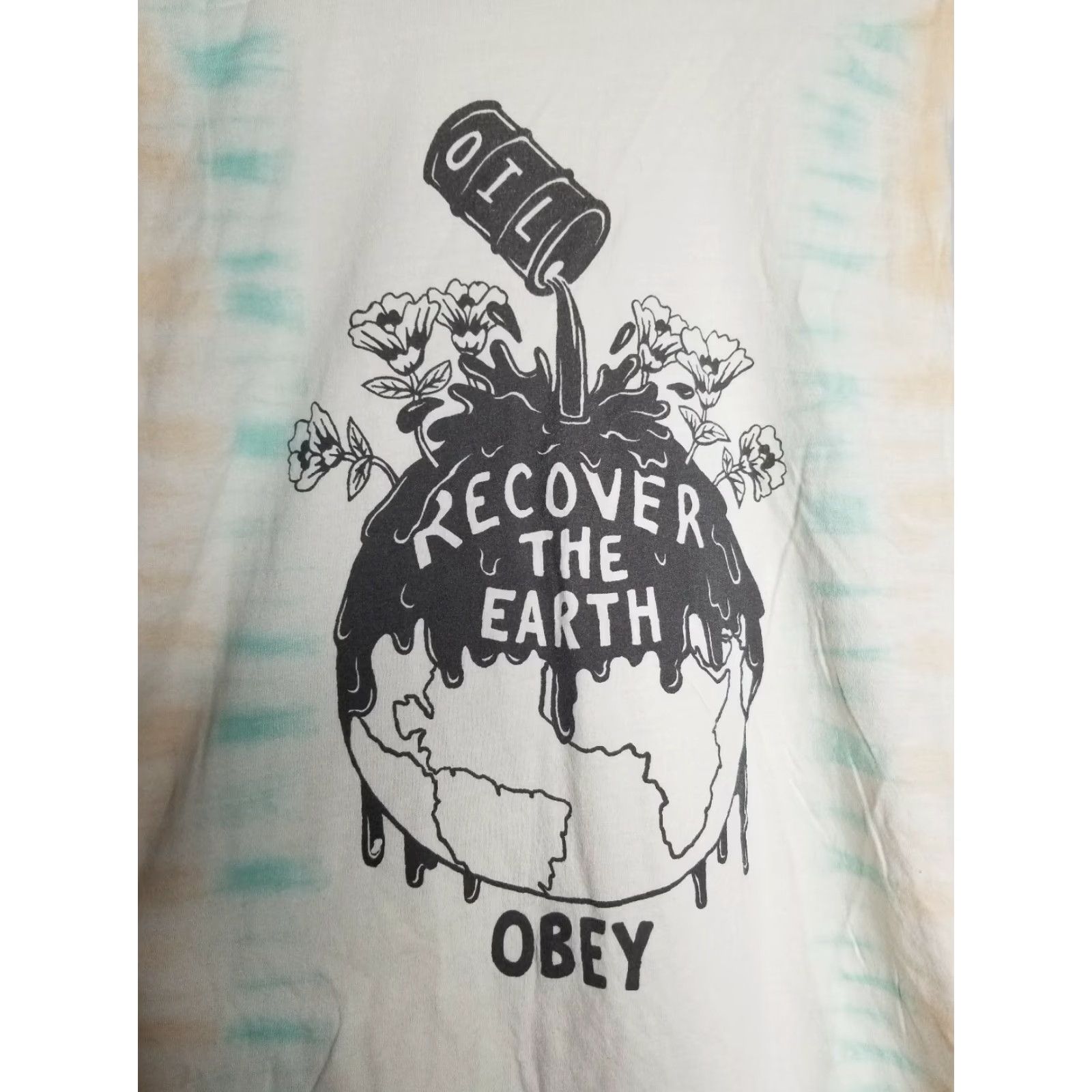 Obey Womens XS Obey No.89 Cut Off Sleeves Tank Top Tie Dye Recover The Earth OIl Tank Obey Tie Dye XS Womens Size XS / US 0-2 / IT 36-38 - 2 Thumbnail