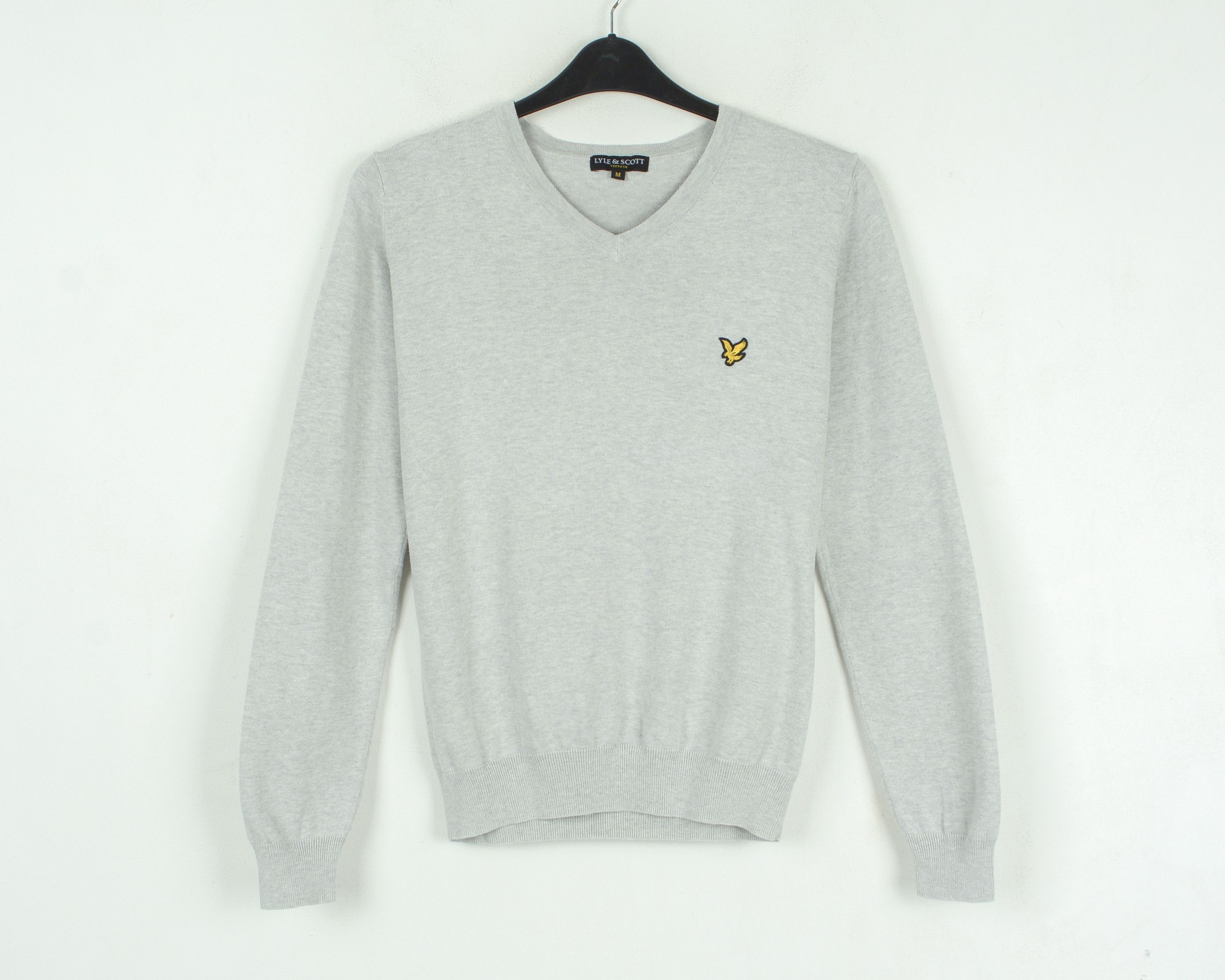 Lyle & Scott M V-Neck Sweater Pullover Jumper Grey Cotton Sweatshirt Size US M / EU 48-50 / 2 - 1 Thumbnail