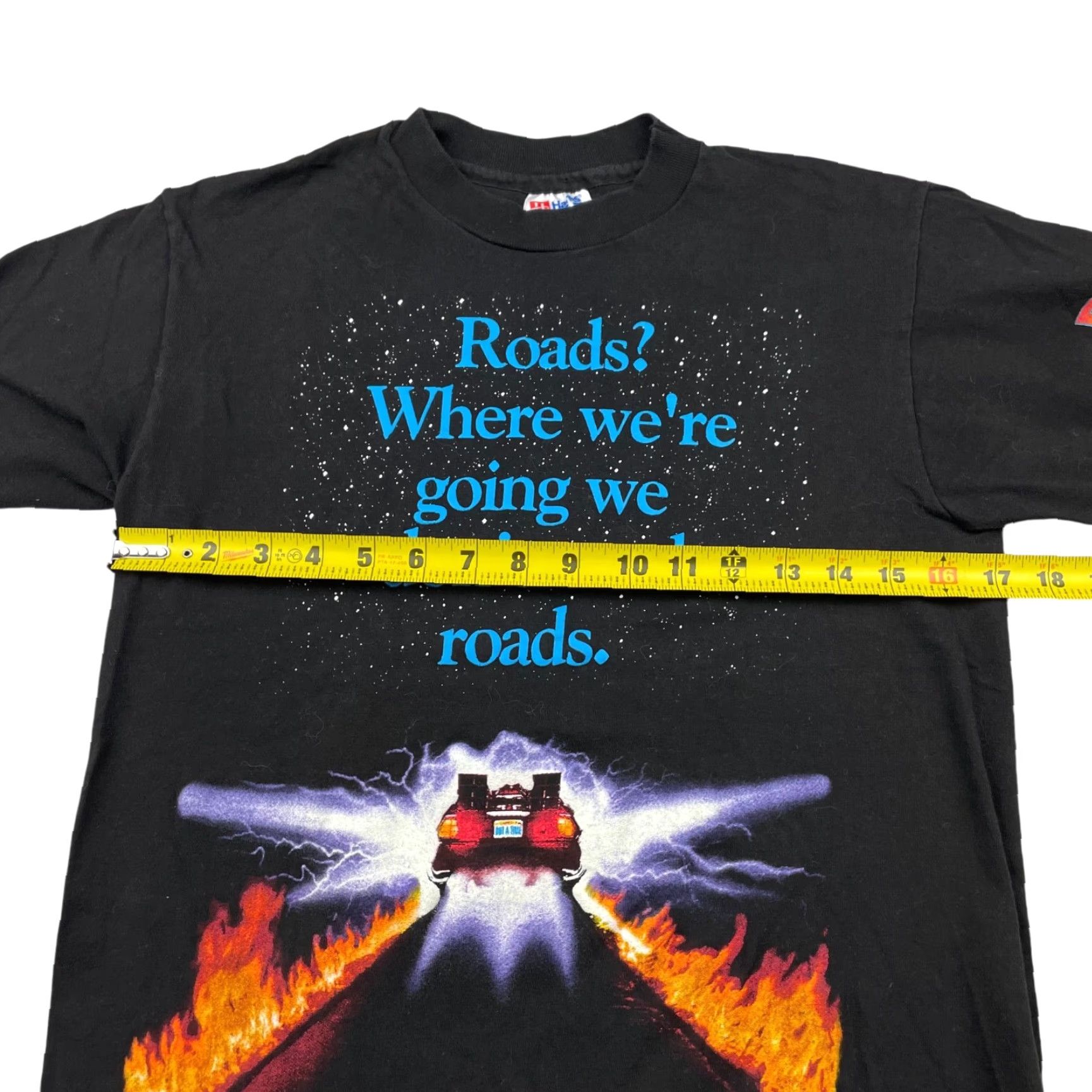 Hanes VTG Hanes T-Shirt Roads?.. Back To The Future Movie Promo Ride Small Black Single Stitch Crew Neck Short Sleeve Mens Size US S / EU 44-46 / 1 - 8 Thumbnail