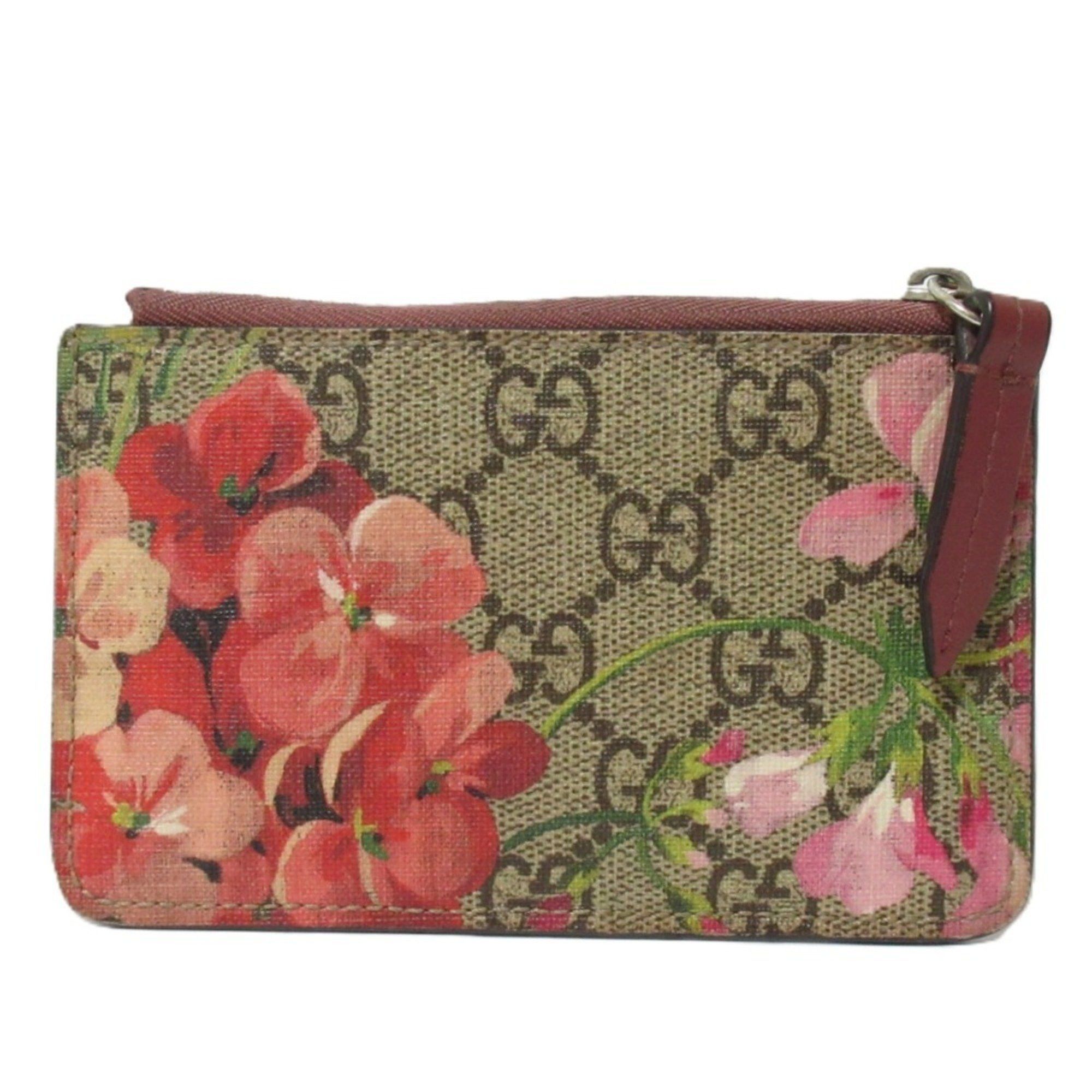 GUCCI GG Blooms Floral Wallet/Coin Case with Key Ring 421311 Pink