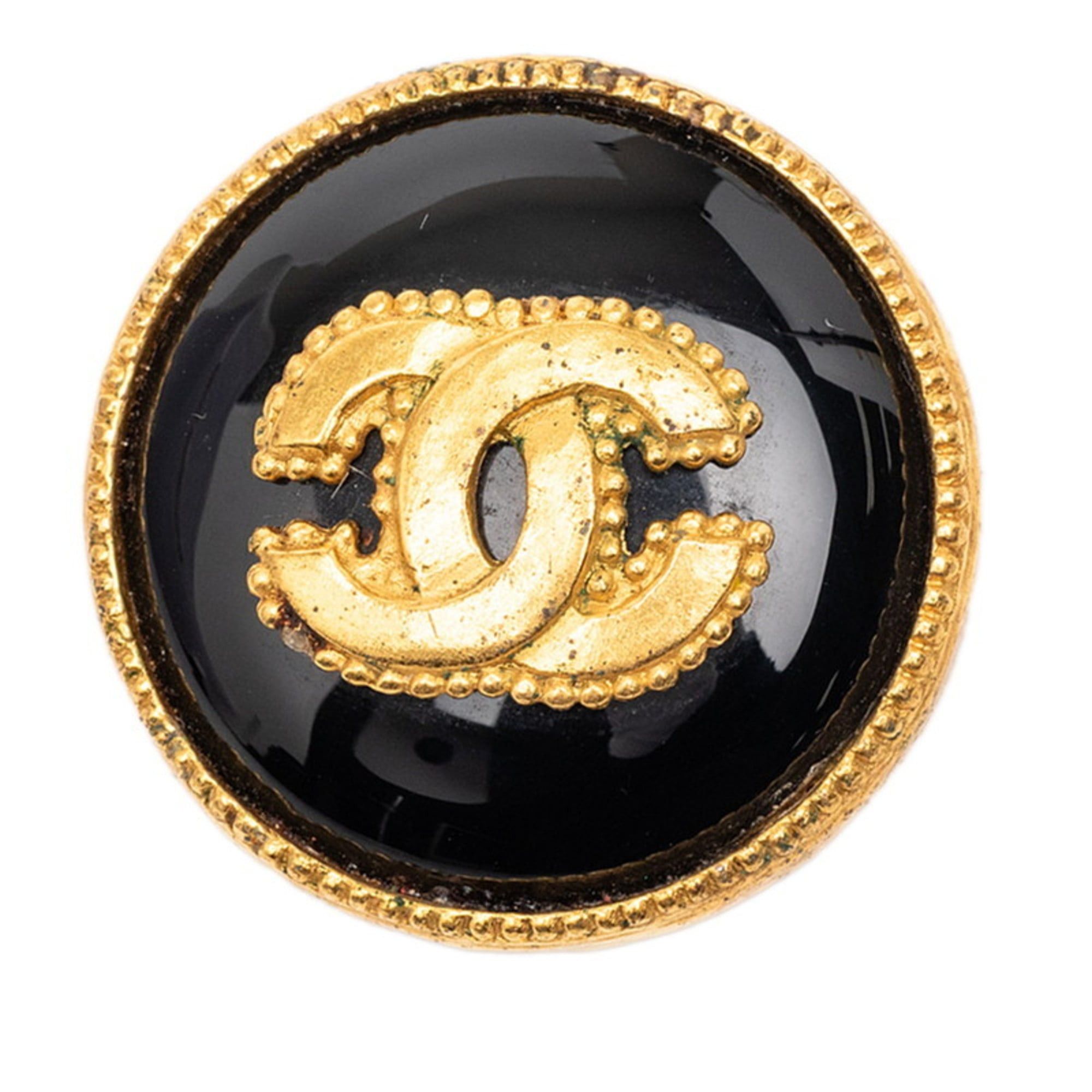 Chanel Vintage Chanel Coco Mark Brooch, Gold and Black Plated, Women's Size ONE SIZE - 1 Thumbnail