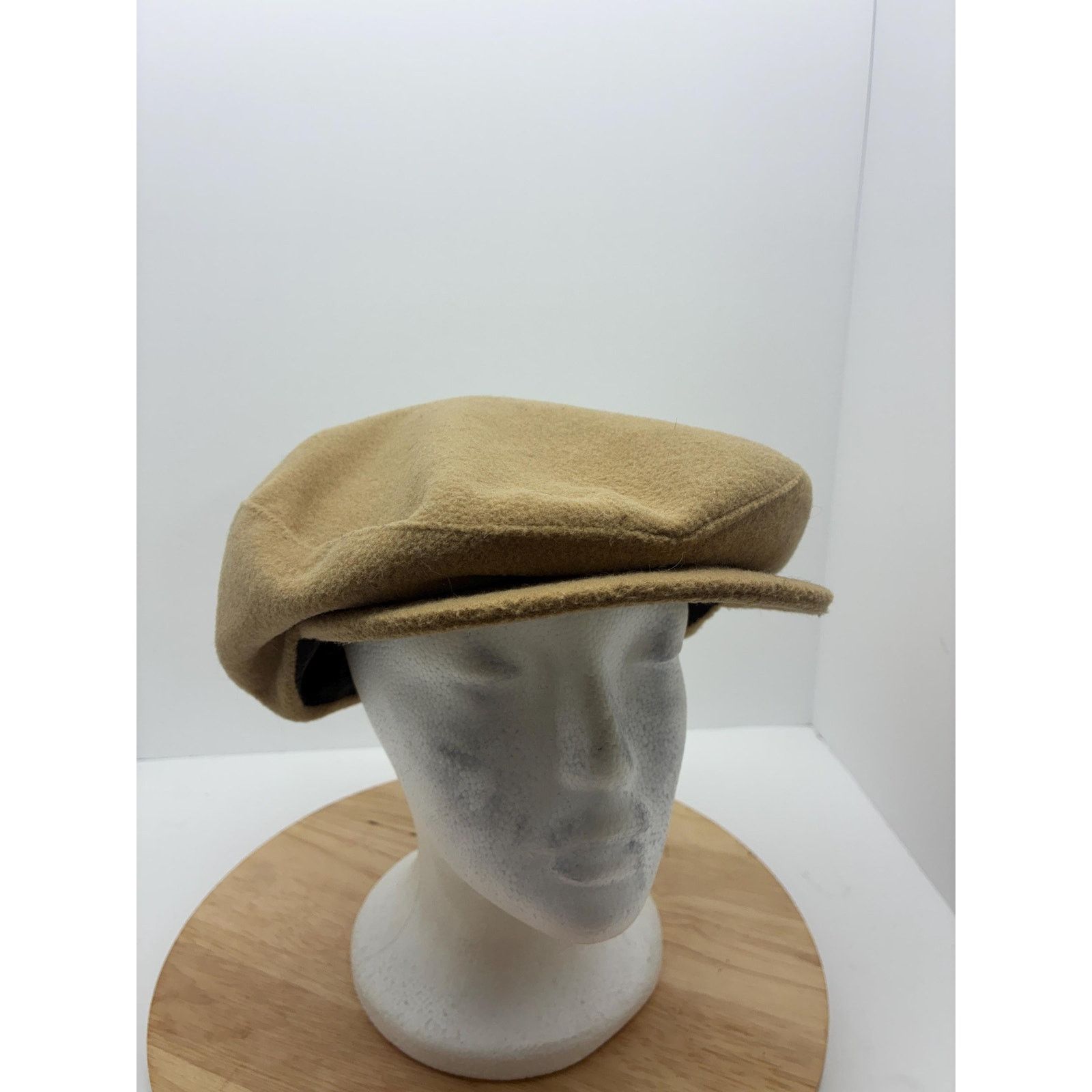 Other Vintage Wool Newsboy Cap Made in USA, Camel Brown 7 1/2 Size ONE SIZE - 11 Thumbnail