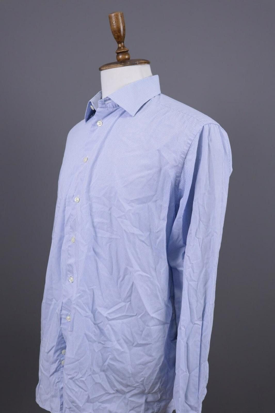 Eton Eton Contemporary Blue Check Dress Shirt Size 45 / 17 Size US M / EU 48-50 / 2 - 7 Thumbnail