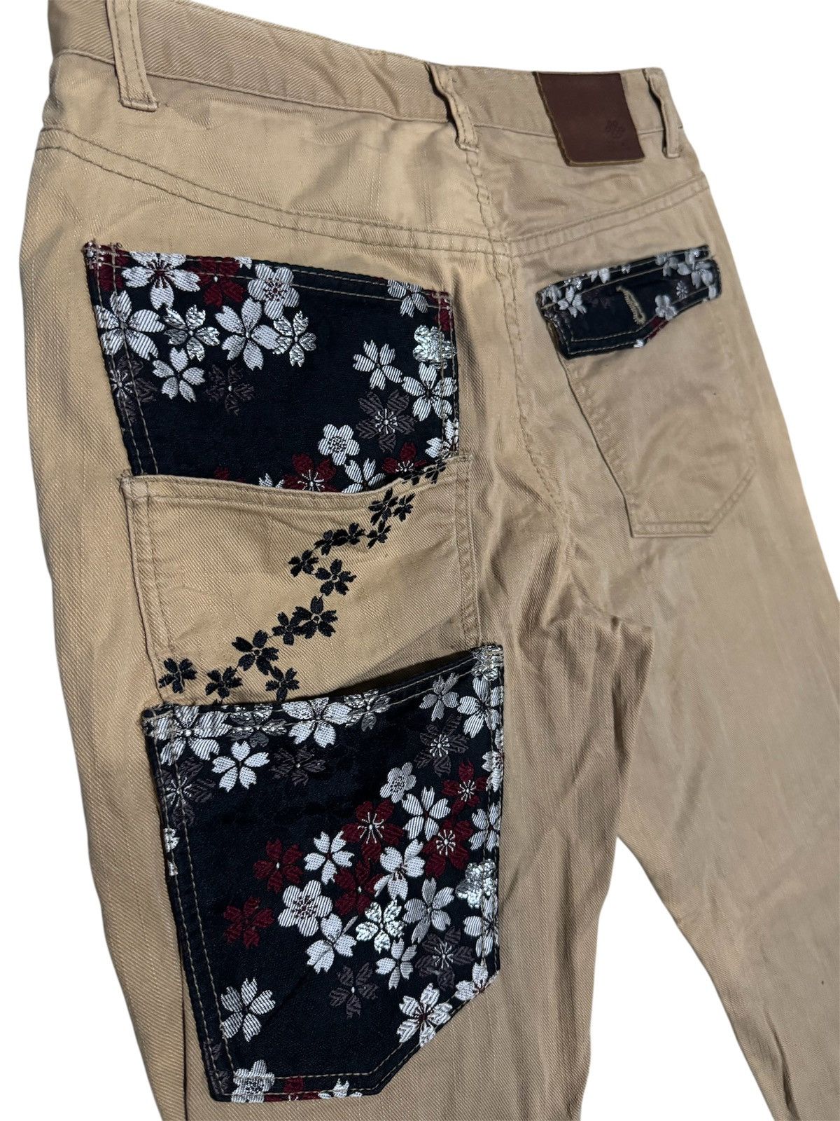 Karakuri Tamashii Japanese Sukajan Sakura Triple Pockets Embroidery Jeans Size US 32 / EU 48 - 1 Thumbnail
