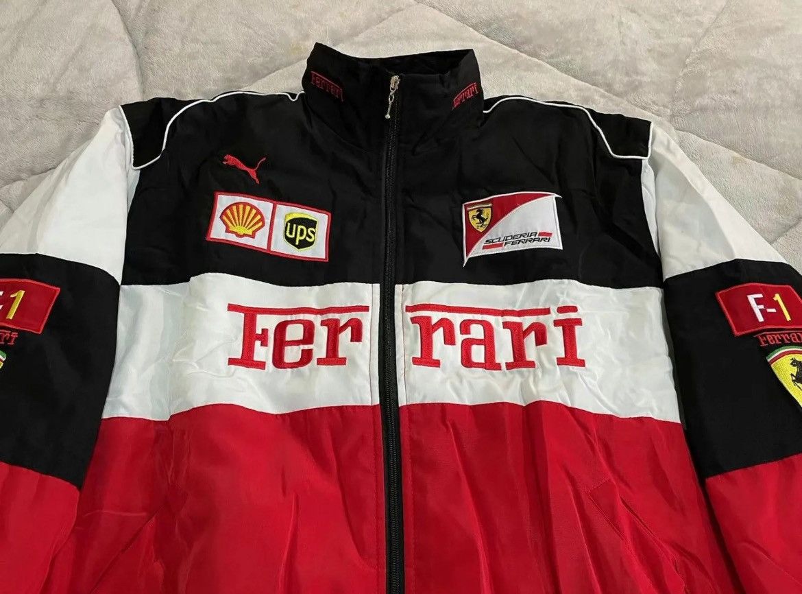 Ferrari Ferrari F1 Bomber Jacket White and Red Embroidered Size US M / EU 48-50 / 2 - 2 Thumbnail