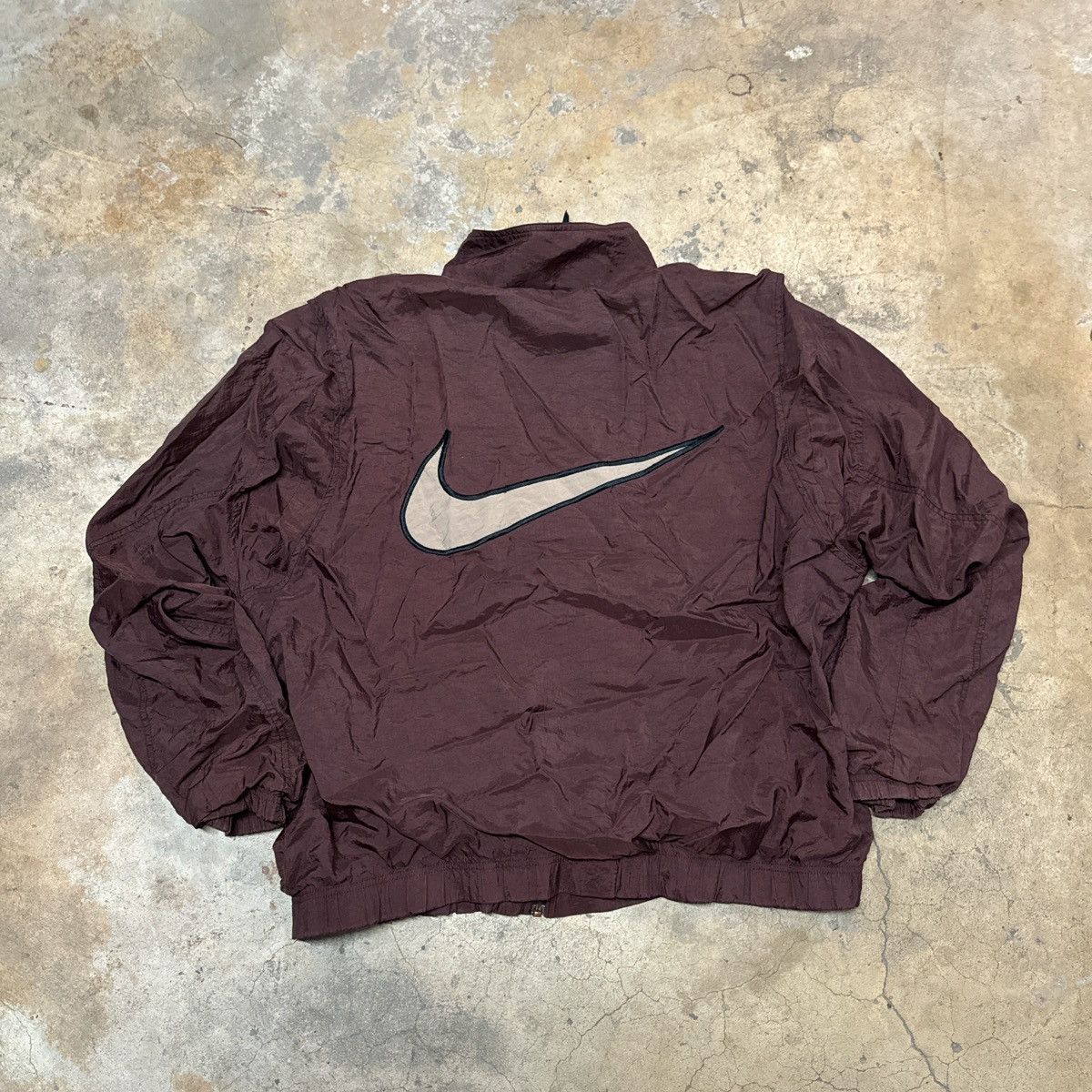 image of Vintage Nike Center Swoosh Hoodie in Burgundy, Men's (Size 2XL)