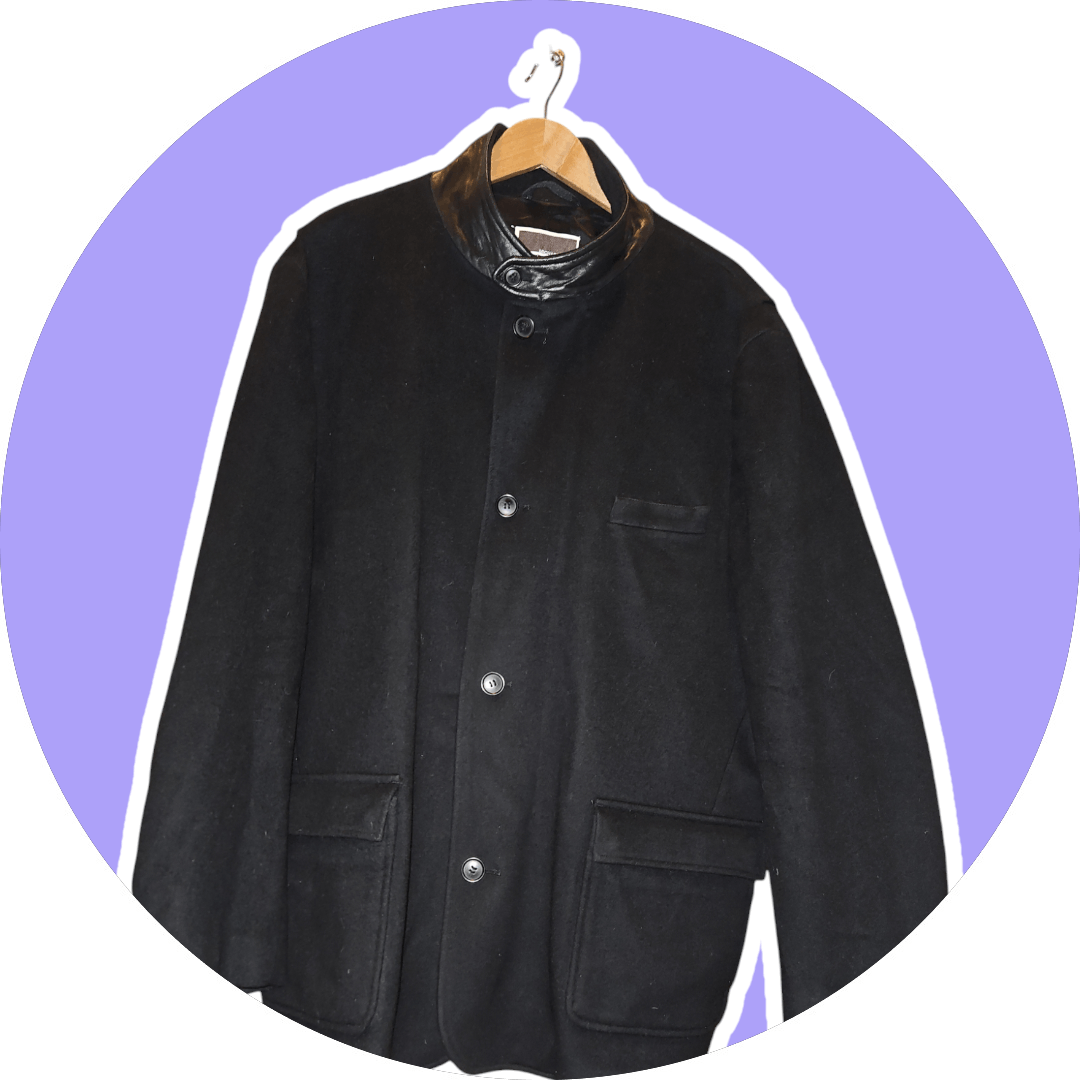 Michael Kors Black Virgin Wool Coat XXL Zip/Button Leather Collar Kors Size US XXL / EU 58 / 5 - 2 Thumbnail