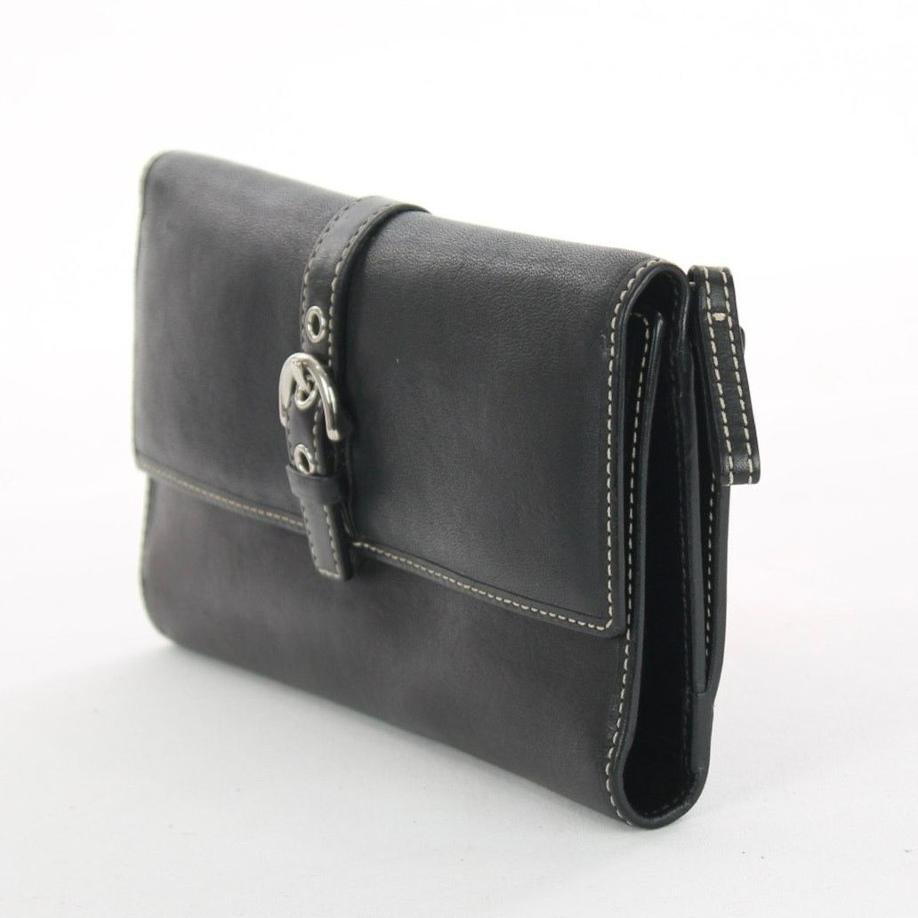 Coach Coach Vintage Black LeatherTrifold Checkbook Wallet Size ONE SIZE - 3 Thumbnail