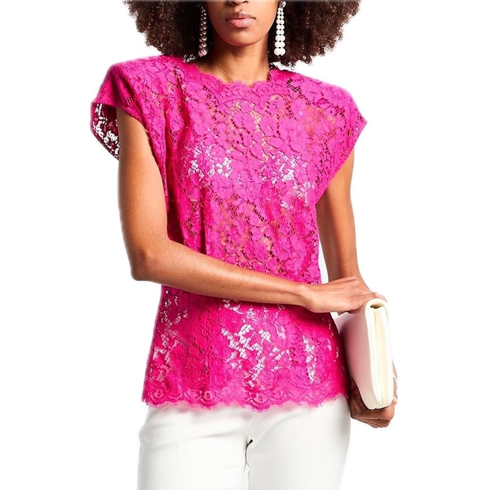 Dolce & Gabbana Dolce & Gabbana Pink Lace Sleeveless Tank Top Blouse IT 44 Size M / US 6-8 / IT 42-44 - 2 Thumbnail