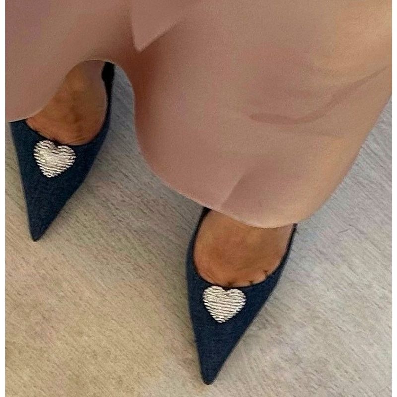 Mango MANGO Rhinestone Denim Heels NWT Size US 7.5 / IT 37.5 - 7 Thumbnail