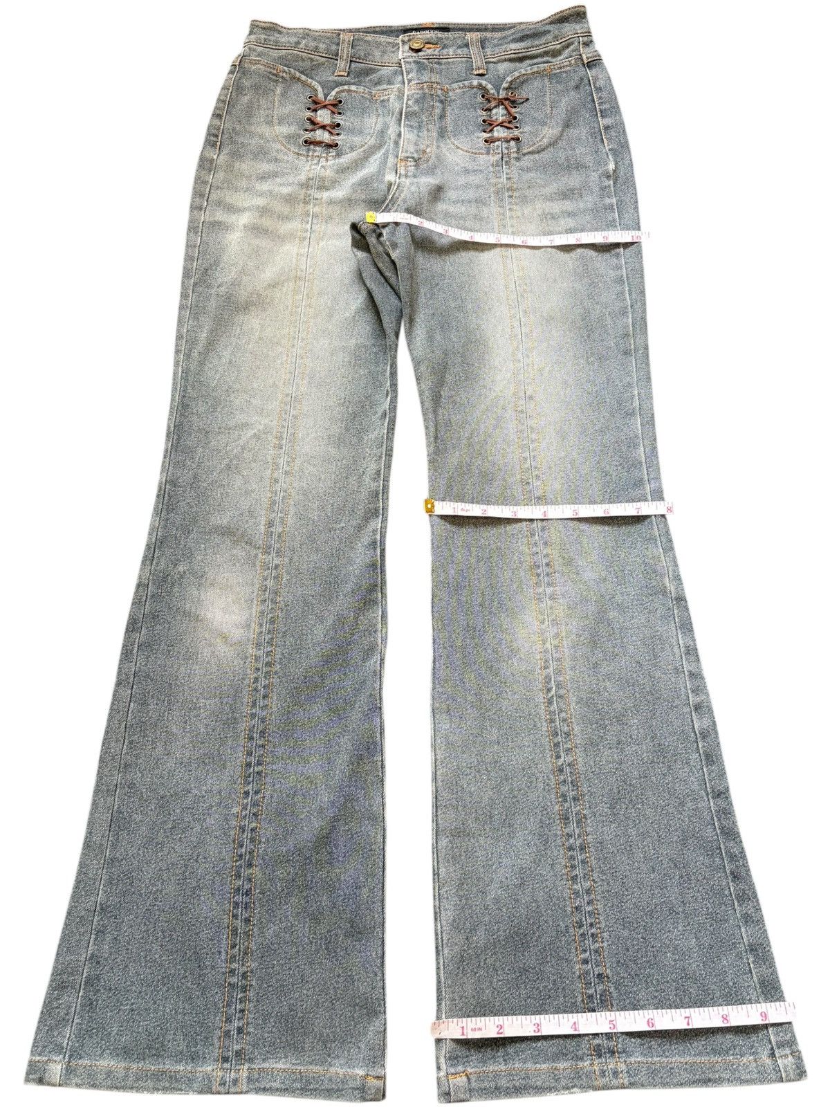 Hysteric Glamour Vintage Japanese Brand Faded Wash Laced Up Flare Jeans Size 28" / US 6 / IT 42 - 7 Thumbnail