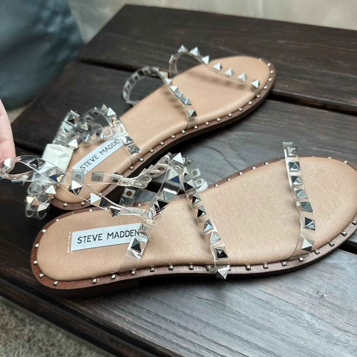 Steve Madden Steve Madden Travel Sandal Sz 7.5 NEW Stud Clear Ankle Strap Size US 7.5 / IT 37.5 - 4 Thumbnail