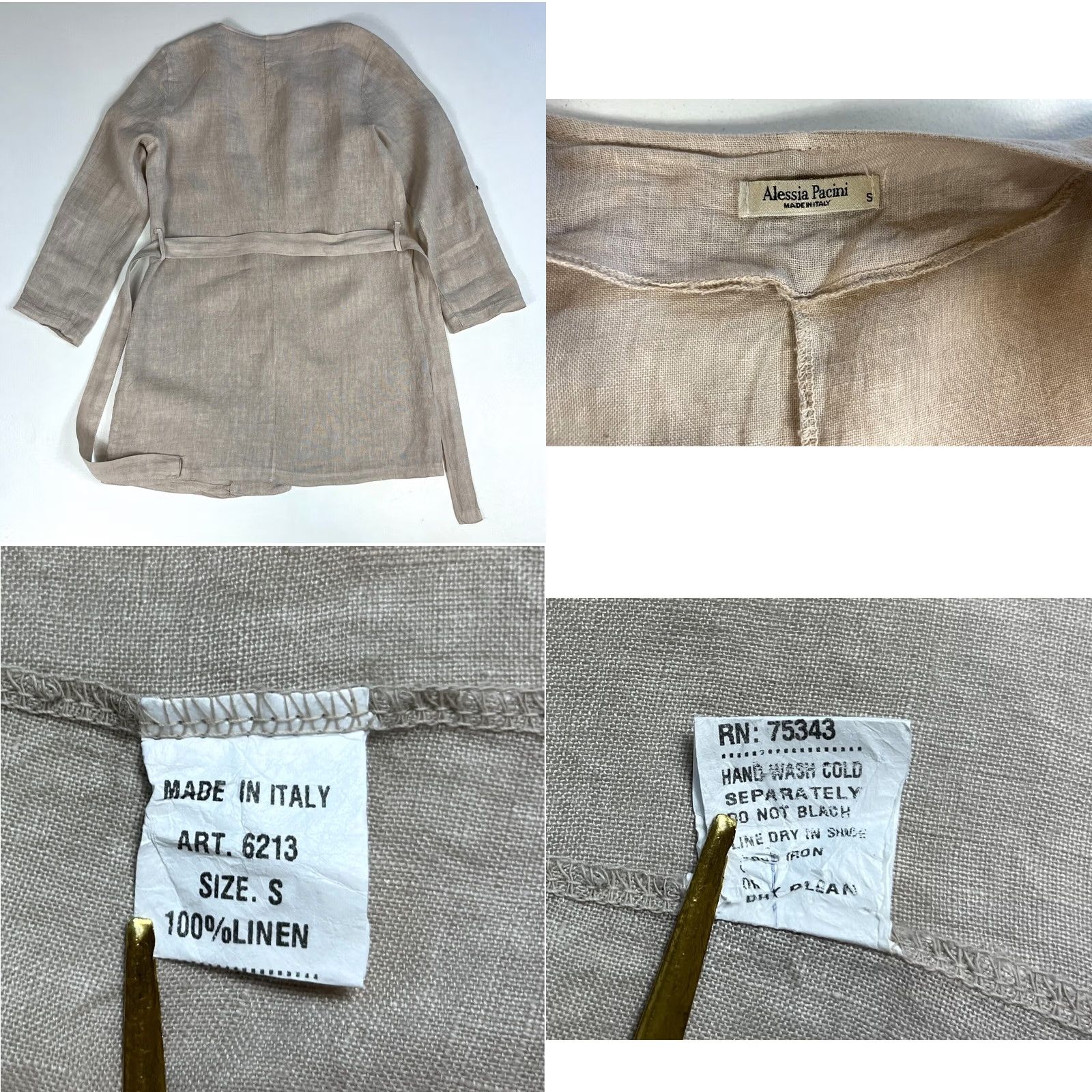 Vintage VINTAGE Women's Alessia Pacini Linen Wrap Cardigan Roll Up Sleeves Made in Italy Sz S Size S / US 4 / IT 40 - 8 Thumbnail