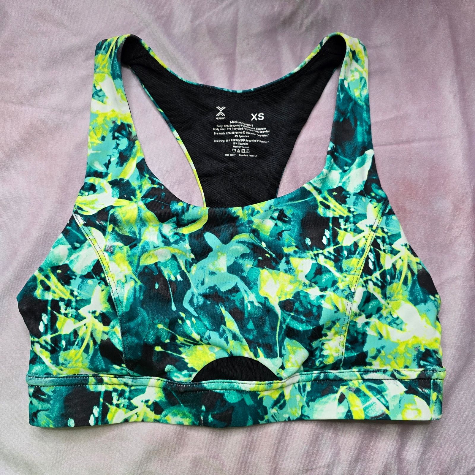 Xersion Green Racerback Medium Support Padded Sports Bra Xs, Women's