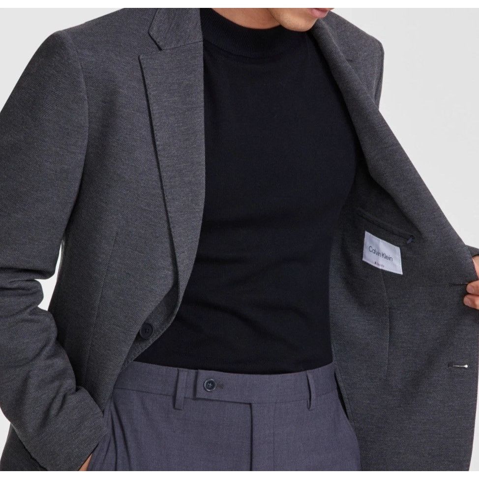 Calvin Klein Calvin Klein Men's Solid Grey Knit Slim-Fit Sport Coat 36S Size 36S - 4 Thumbnail