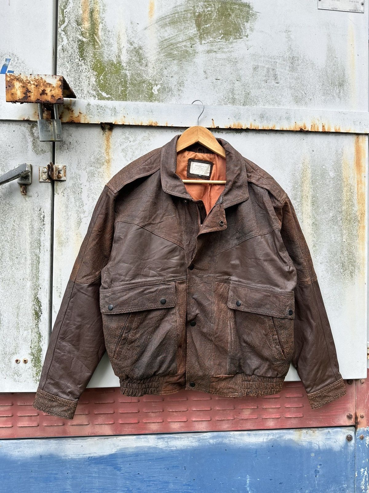 Vintage 🪖Vintage Aviator Leather Bomber Jacket Size US L / EU 52-54 / 3 - 3 Thumbnail
