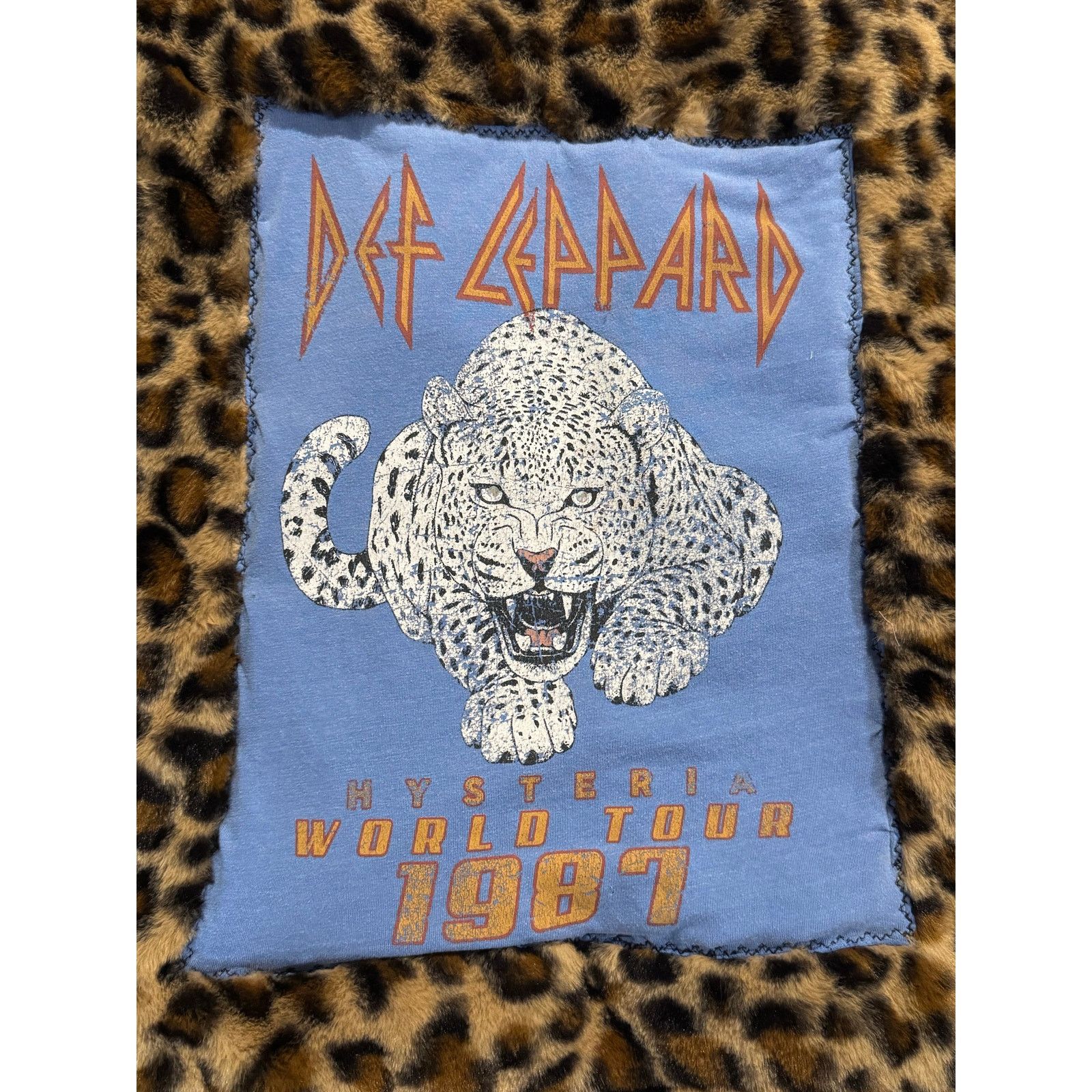 Shein DEF LEPPARD 80s Rock Upcycled Retro Leopard Faux Fur Jacket Size L / US 10 / IT 46 - 11 Thumbnail