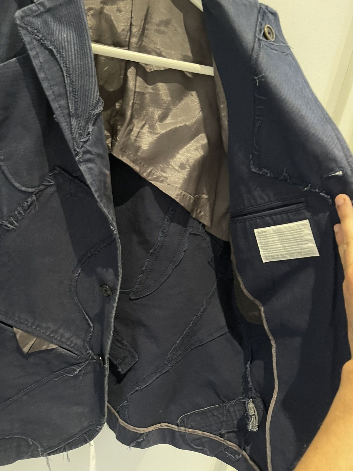 Kolor Kolor SS11 Navy Raw Edges Reconstructed Blazer Size US S / EU 44-46 / 1 - 15 Thumbnail