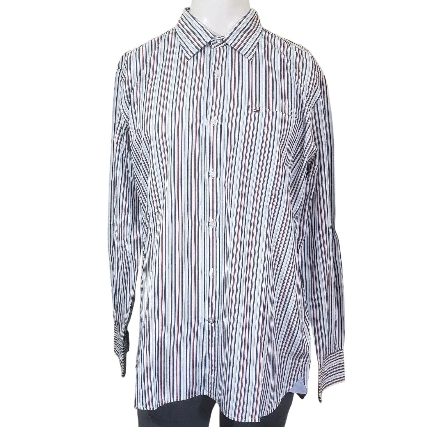 Tommy Hilfiger Size M | TOMMY HILFIGER Men's Custom-Fit Button Front Shirt Size US M / EU 48-50 / 2 - 1 Thumbnail