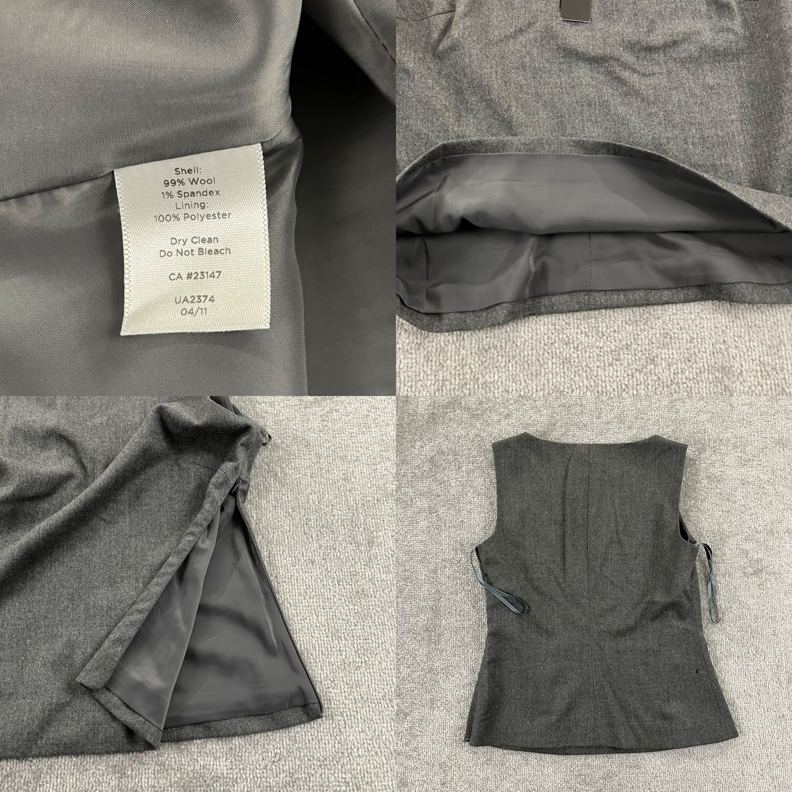 Talbots TALBOTS Shirt Womens 4P Petite Charcoal Gray Wool Sleeveless Top Lined Crew Neck Size S / US 4 / IT 40 - 8 Thumbnail