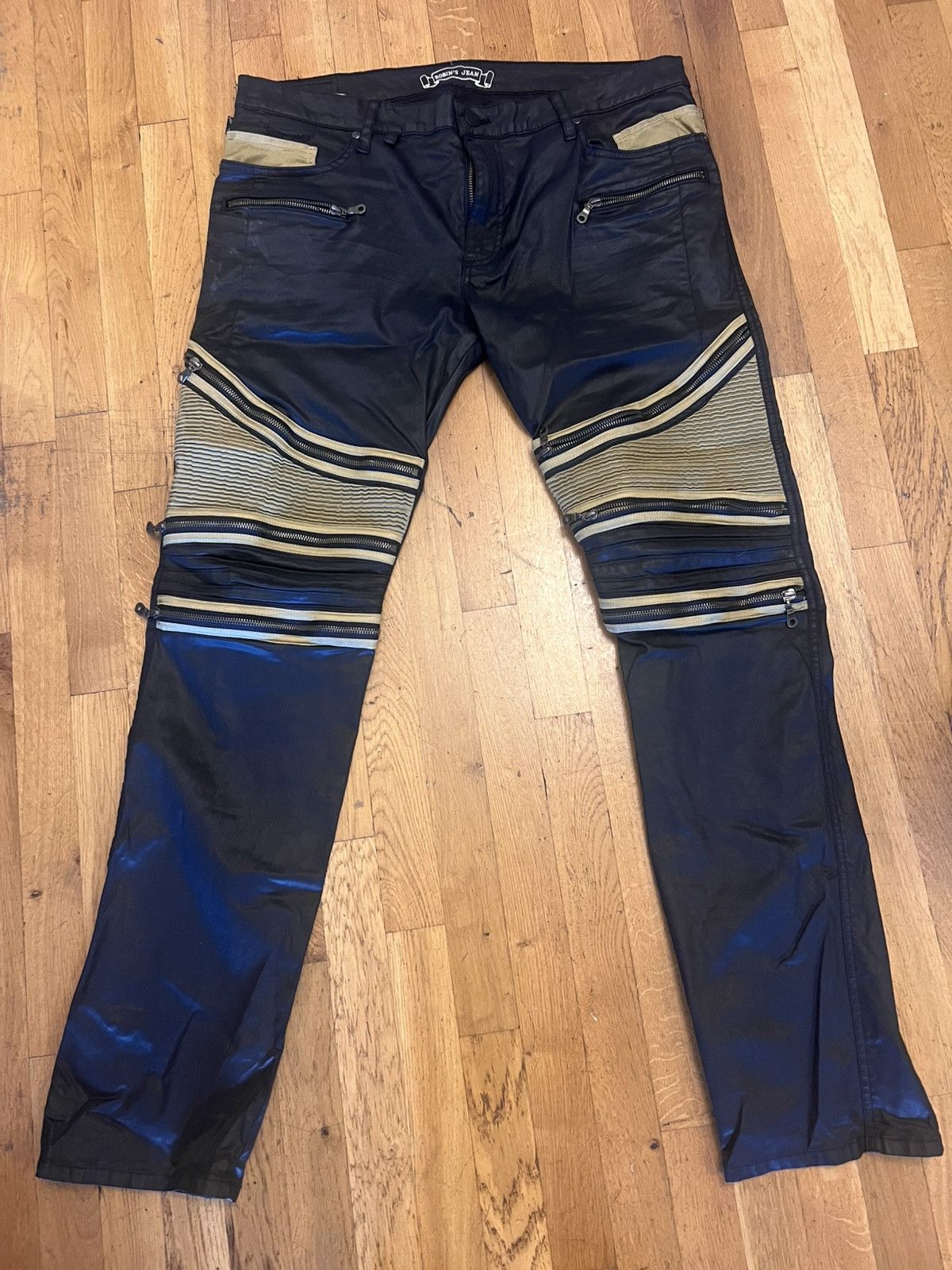 Robins Jeans Robins jean the show motorcycle biker gold black Size US 38 / EU 54 - 1 Thumbnail