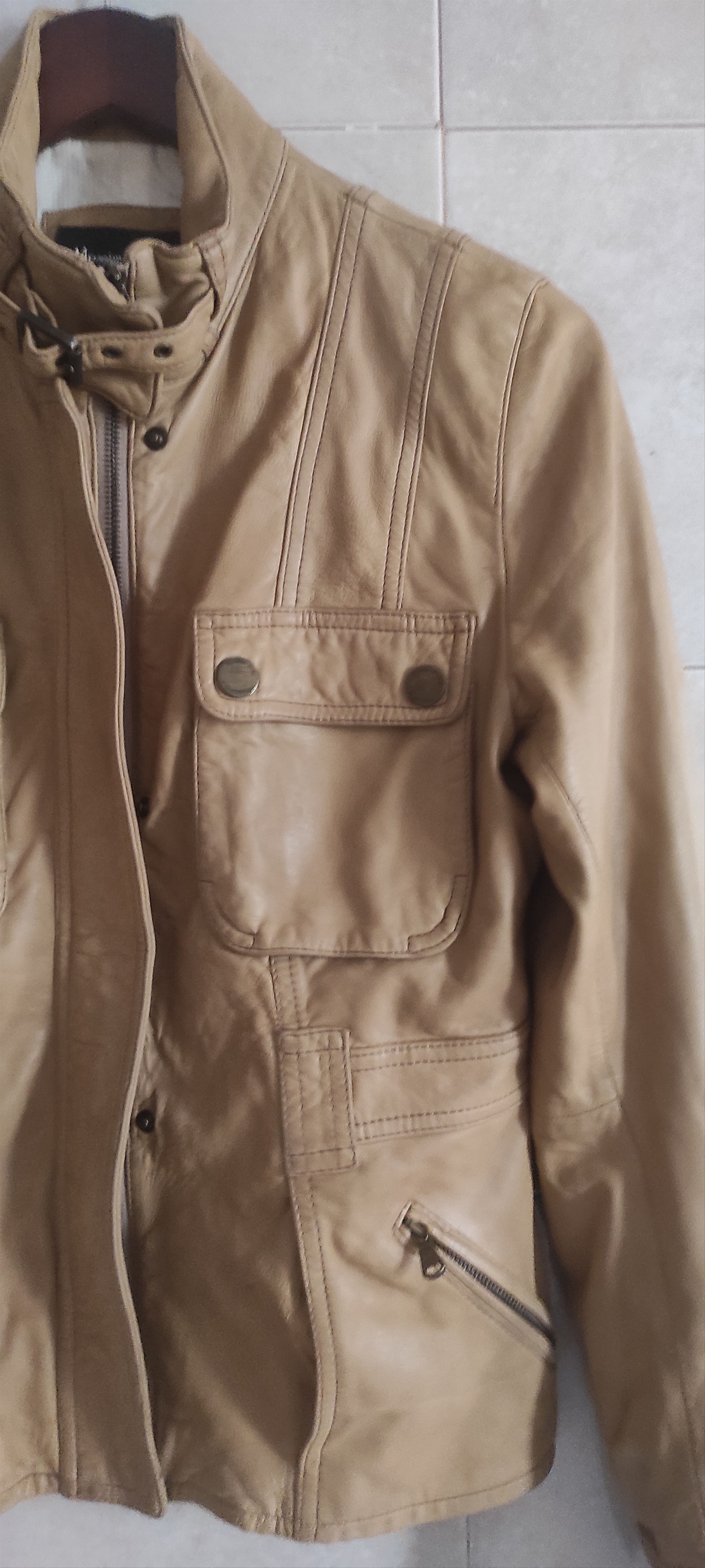 Massimo Dutti Massimo Dutti Sheepskin Soft Leather Tan Moto Jacket Size S / US 4 / IT 40 - 8 Thumbnail