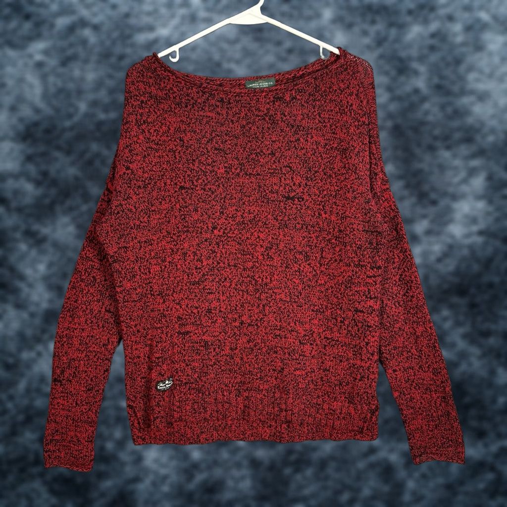 Ralph Lauren VINTAGE Lauren Ralph Lauren Knit Sweater Womens Small Maroon Red Wide Neck Pullover Size S / US 4 / IT 40 - 1 Thumbnail