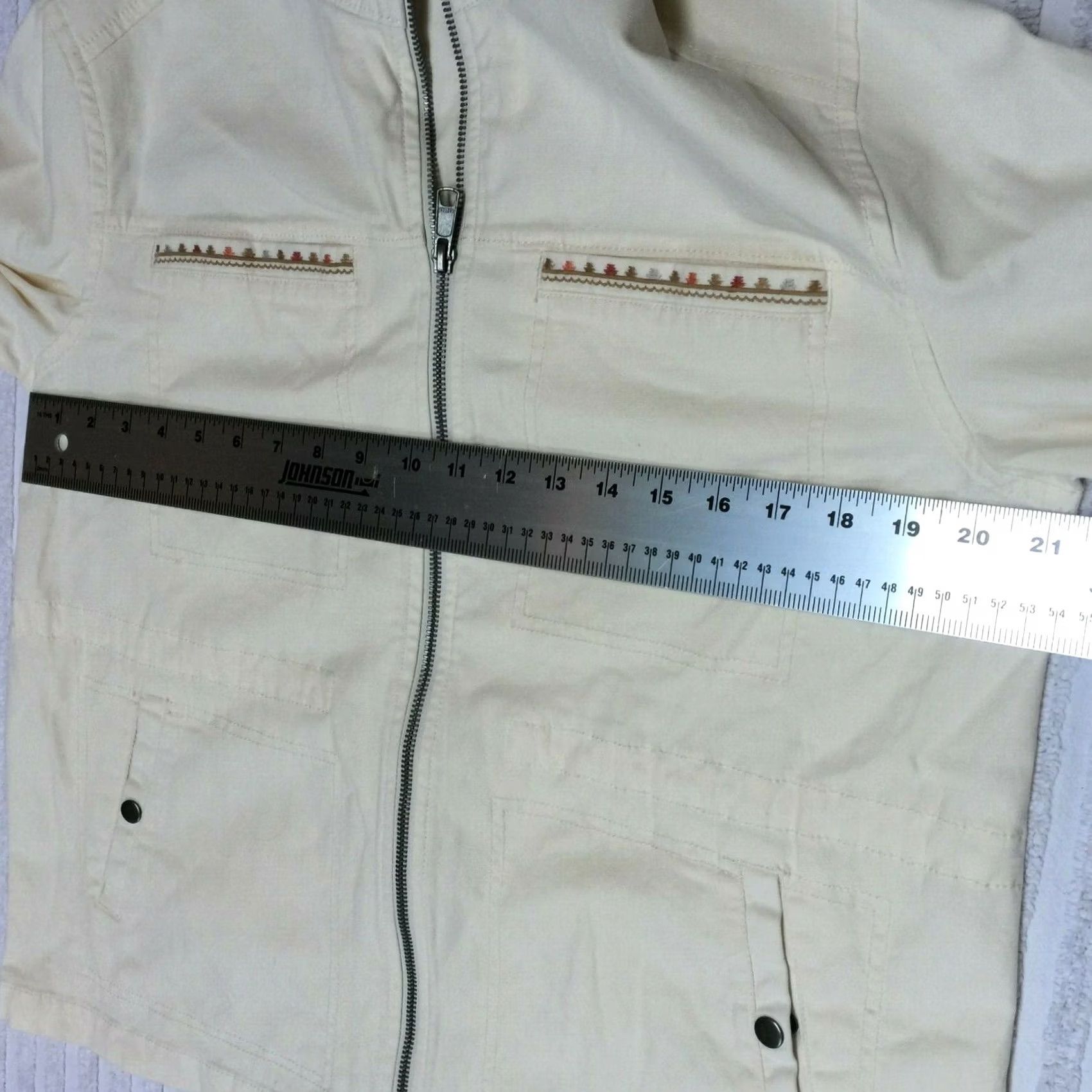 Old Navy Old Navy Women's Zip Up Lightweight Jacket Ivory Medium Pockets Cotton Blend Stand-Up Collar Casual Lightweight Jacket Size M / US 6-8 / IT 42-44 - 4 Thumbnail