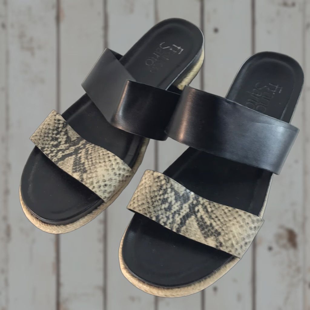 Franco Sarto VINTAGE Franco Sarto Babs Slides Womens Size 6.5M Black Faux Snakeskin Casual Slip-On Sandal Size US 6.5 / IT 36.5 - 1 Thumbnail