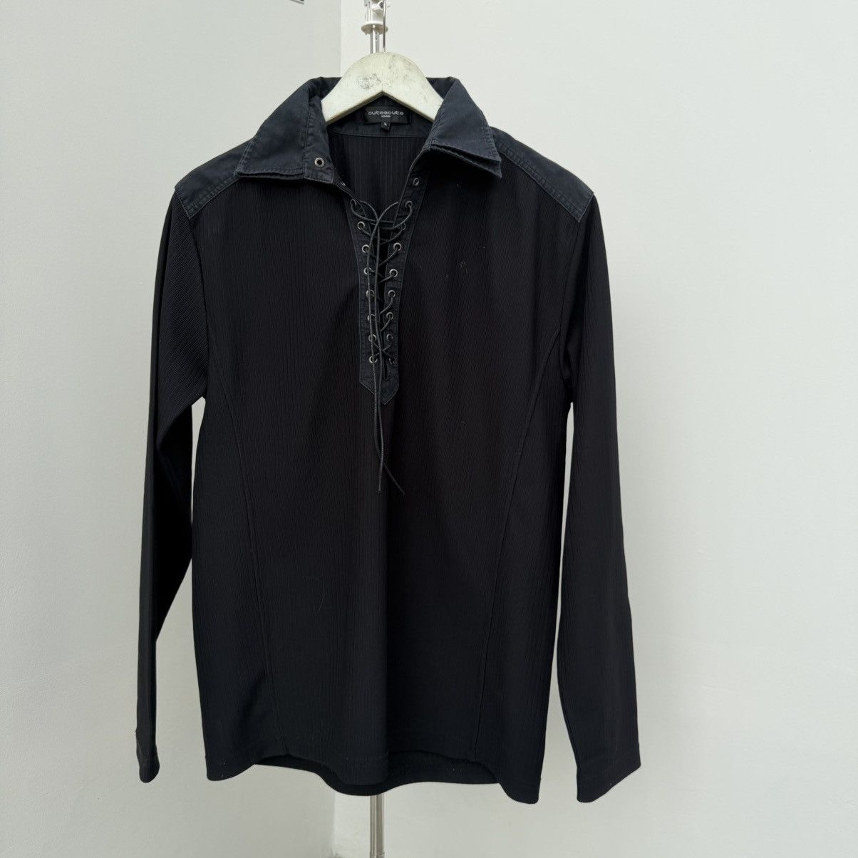 Japanese Brand Cuteacute Homme Lace-Up Ribbed Long Sleeve Size US S / EU 44-46 / 1 - 2 Thumbnail