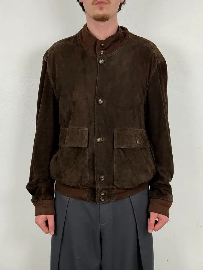 Vintage Massimo Rebecchi Buttoned Brown Suede Leather Jacket Size US L / EU 52-54 / 3 - 2 Thumbnail