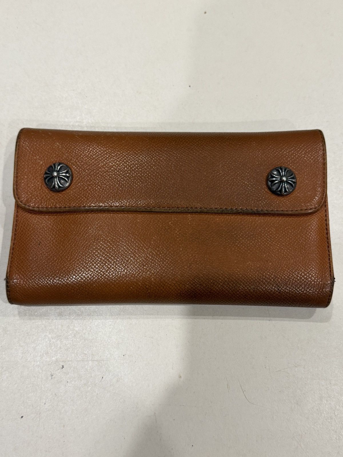 Chrome Hearts Chrome Hearts Wave Wallet Brown Leather Silver Cross Balls Size ONE SIZE - 3 Thumbnail