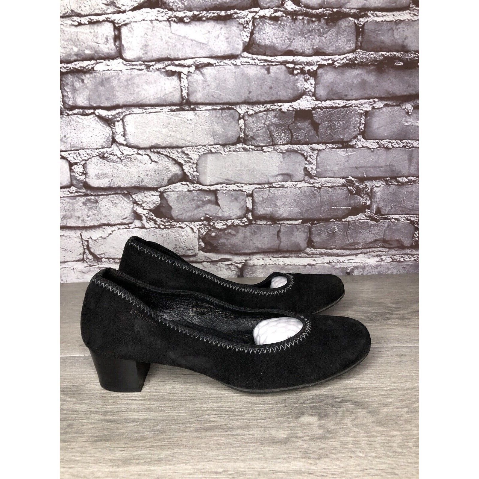 Other Stonefly Black Suede Leather Slip On Round Toe Dress Heels W Size US 8.5 / IT 38.5 - 20 Thumbnail