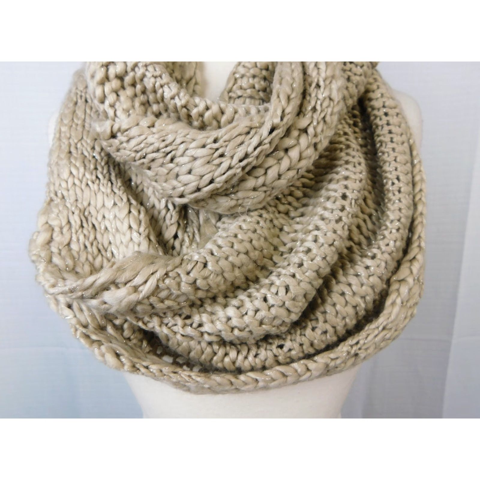 BCBGeneration BCBGeneration Scarf Infinity Cowl Knit - Tan Beige Women 30" x 11" 99% Acrylic Solid City Style GN964611 - Fall Winter Size ONE SIZE - 2 Thumbnail