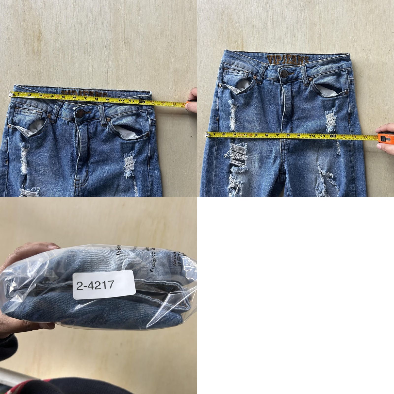 Vintage VIP Jeans Skinny Jeans Juniors 26x28 Mid Rise Medium Wash Blue Distressed Denim Slim Five-Pocket Size 27" / US 4 / IT 40 - 8 Thumbnail