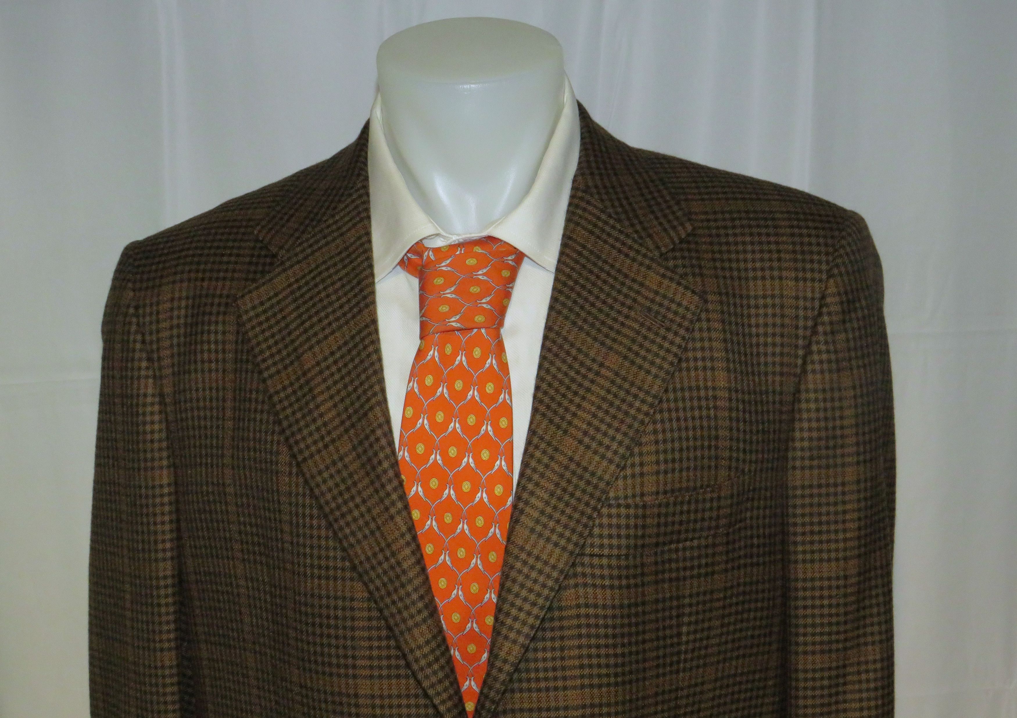 Kiton Vintage Brown Plaid 100% Cashmere Three Button Blazer 46L Size 46L - 2 Thumbnail