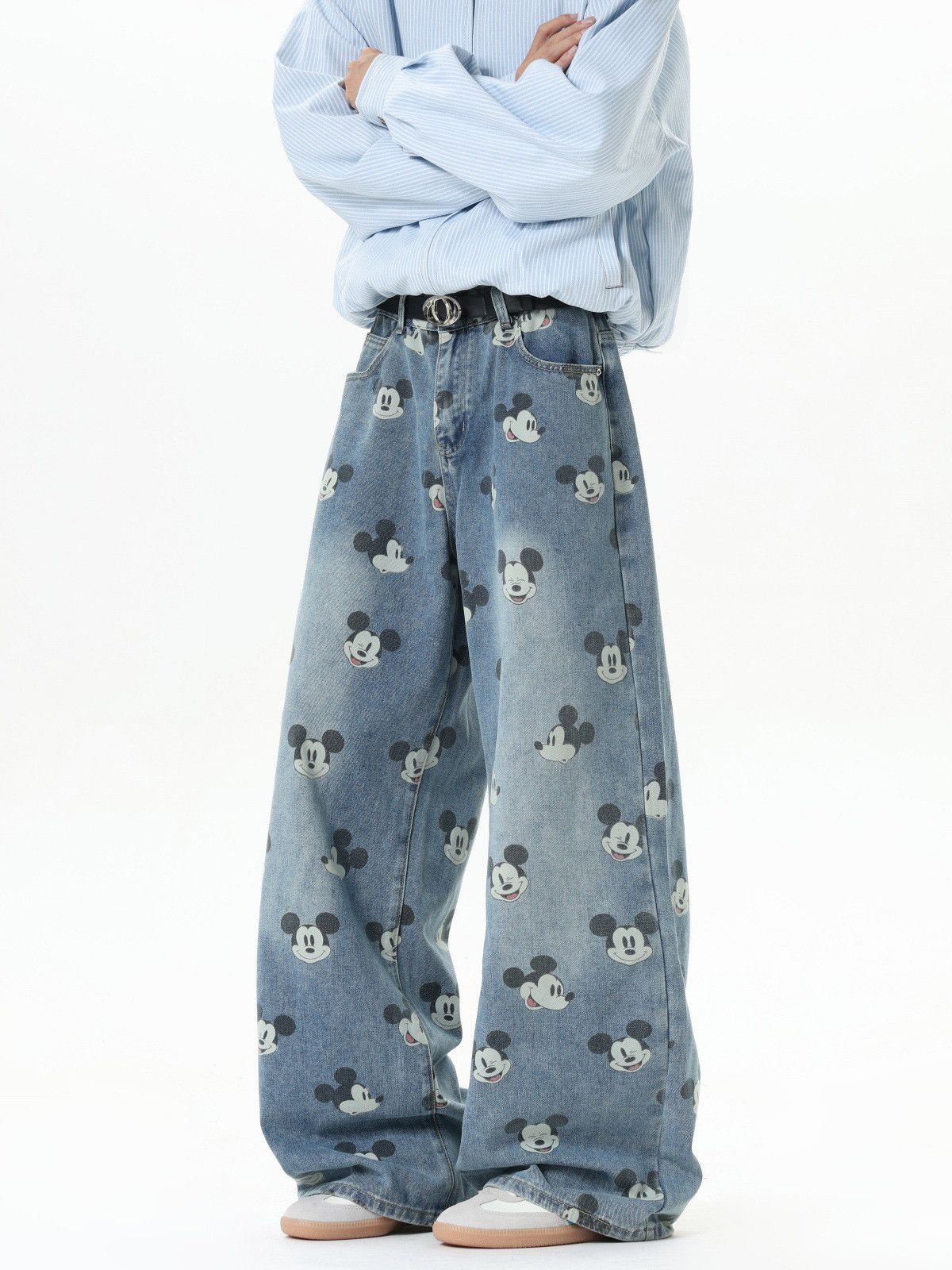 Jean Men's American Retro Loose-fitting Cartoon Print Jeans Size US 32 / EU 48 - 3 Thumbnail